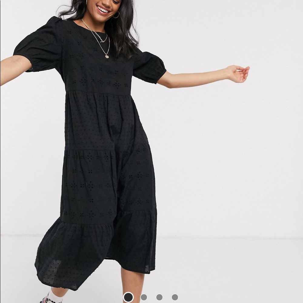 New Look smock midi dress in black